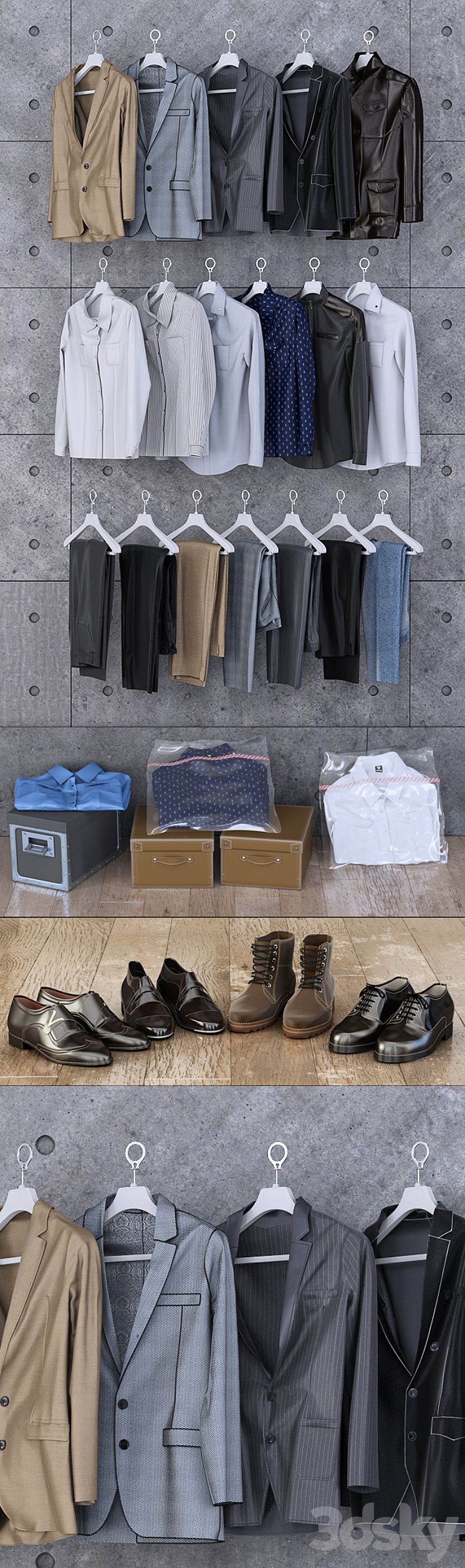 Set for clothes and shoes cabinet 3DS Max - thumbnail 2