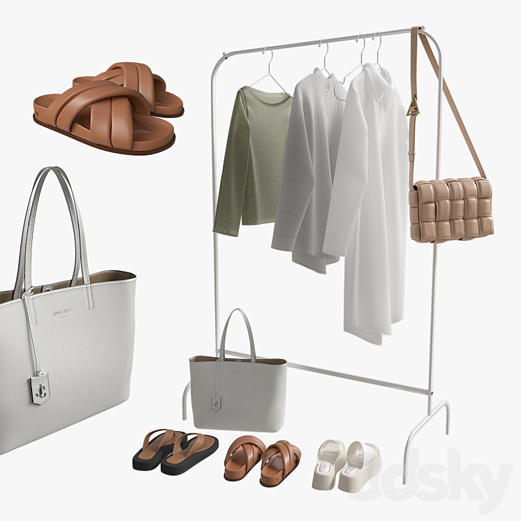 Set of clothes shoes and bag 3DS Max - thumbnail 1