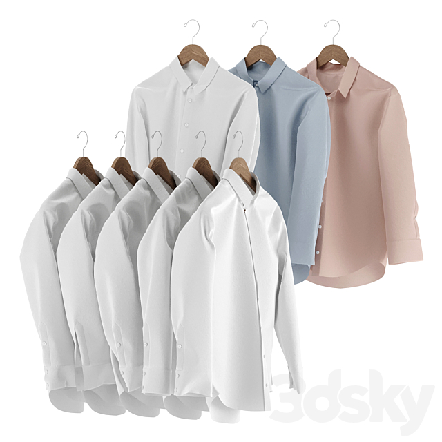 Set of men’s shirts 3ds Max - thumbnail 1