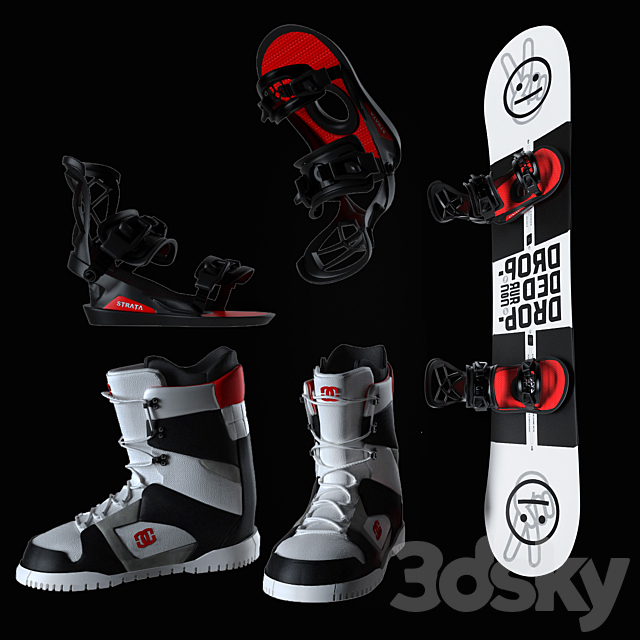 Snowboard set 3DS Max Model - thumbnail 3