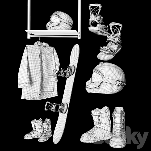 Snowboard set 3DS Max Model - thumbnail 5