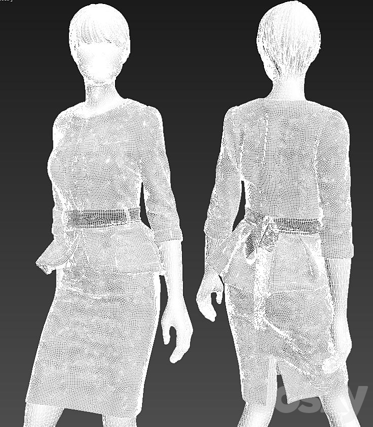 Suit female mannequin 3DS Max - thumbnail 2