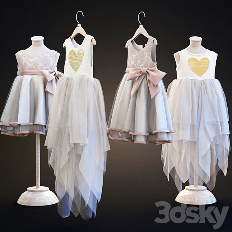 Two children's dresses 3DS Max - thumbnail 1