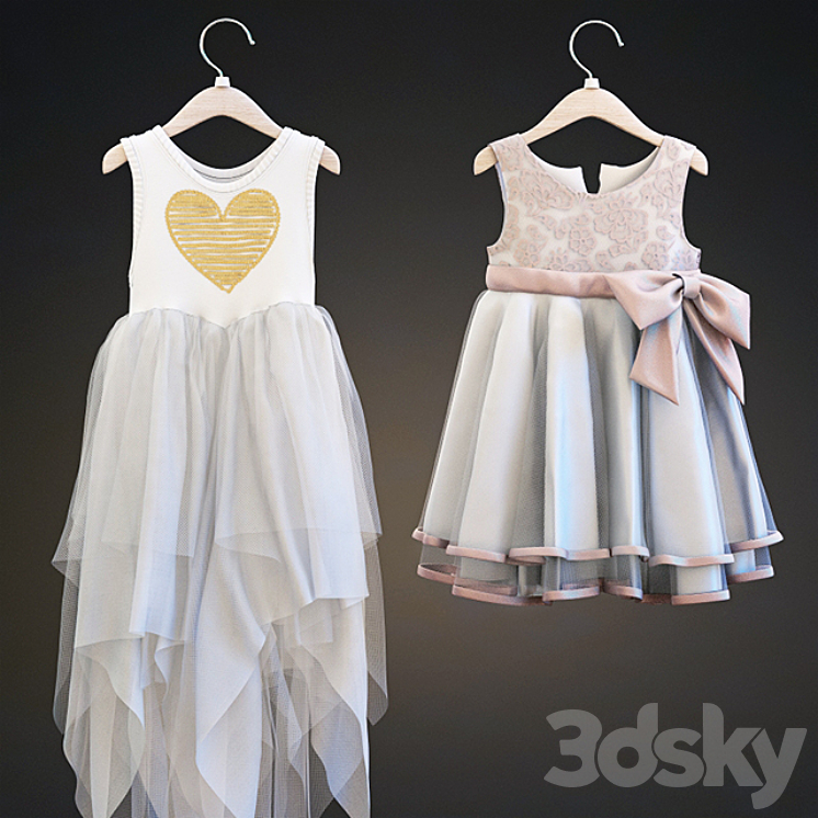 Two children's dresses 3DS Max - thumbnail 2