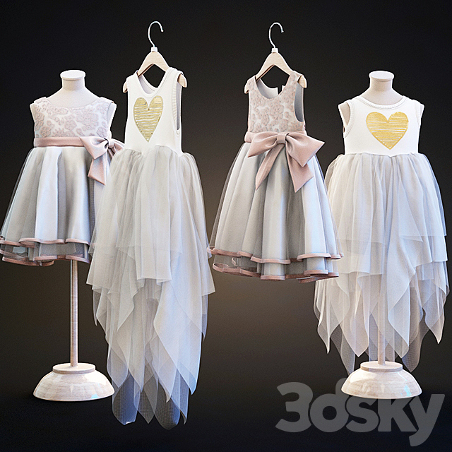 Two children’s dresses 3DSMax File - thumbnail 1