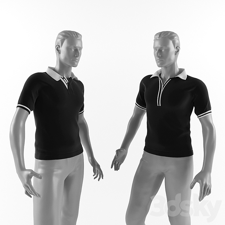 Two polo mannequin 3DS Max - thumbnail 1