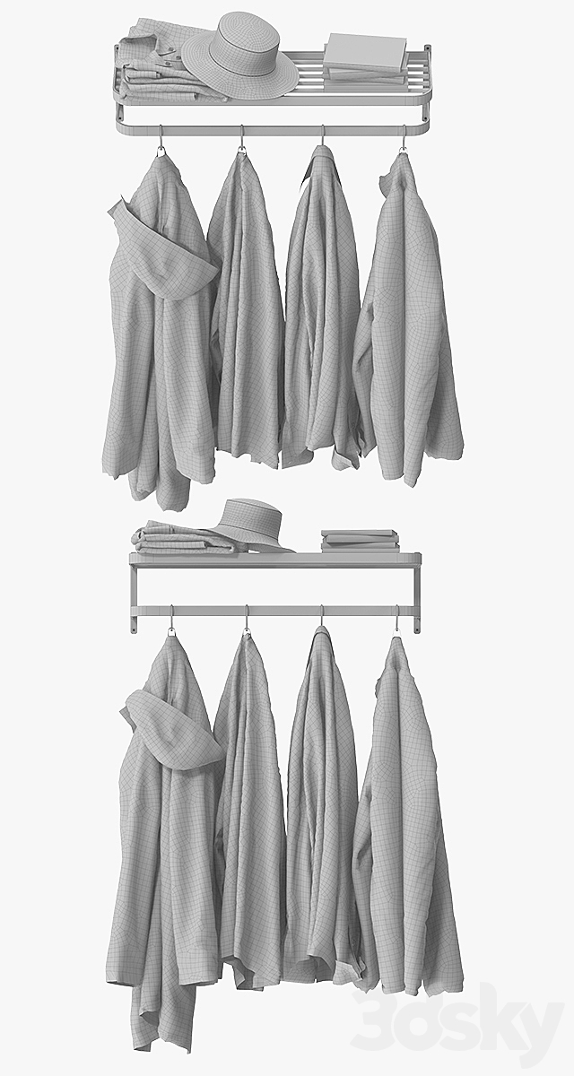 Wall coat rack 3DS Max Model - thumbnail 3