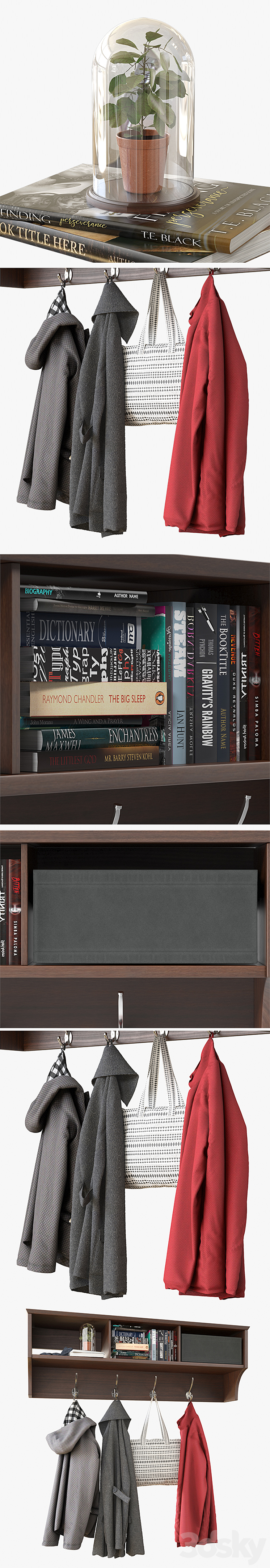 Wall Shelf With Clothes 3DS Max - thumbnail 2