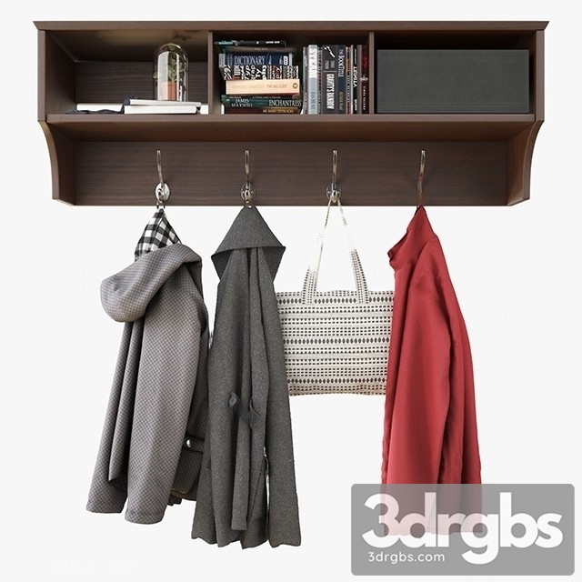 Wall Shelf With Hooks 3dsmax Download - thumbnail 1