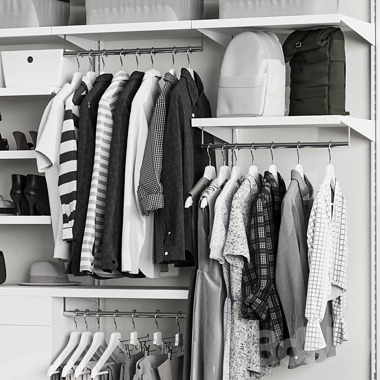 Wardrobe 14 clothes black and white 3DS Max - thumbnail 2