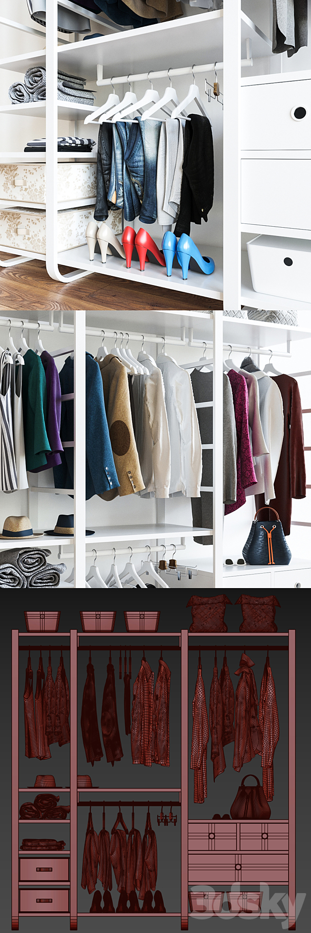 Wardrobe ELVARLI IKEA 3DS Max Model - thumbnail 3