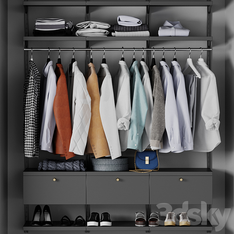 Wardrobe wall module clothing 3DS Max Model - thumbnail 1