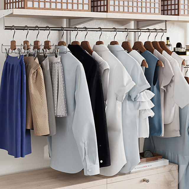 Wardrobe. wall module. dresses. clothes 2 3DSMax File - thumbnail 3