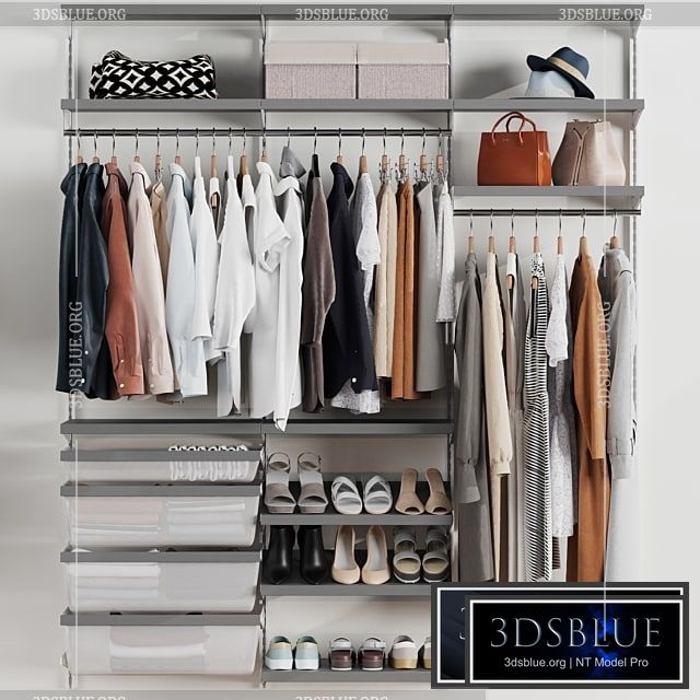 Wardrobe wall module dresses clothes 4 3DS Max - thumbnail 3