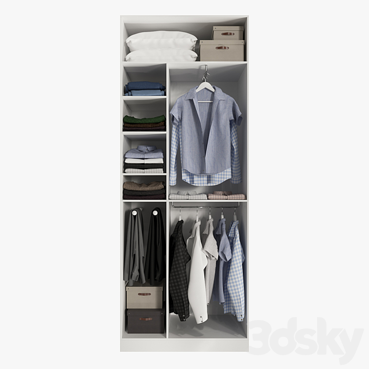 Wardrobe with clothes 3DS Max - thumbnail 1