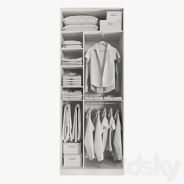 Wardrobe with clothes 3DSMax File - thumbnail 3