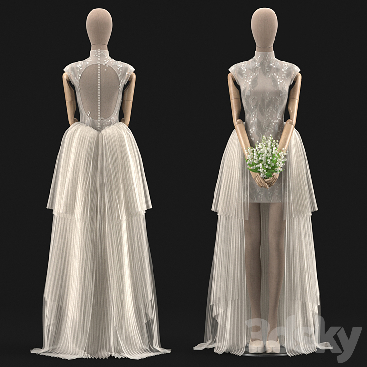 wedding dress 02 3DS Max Model - thumbnail 1