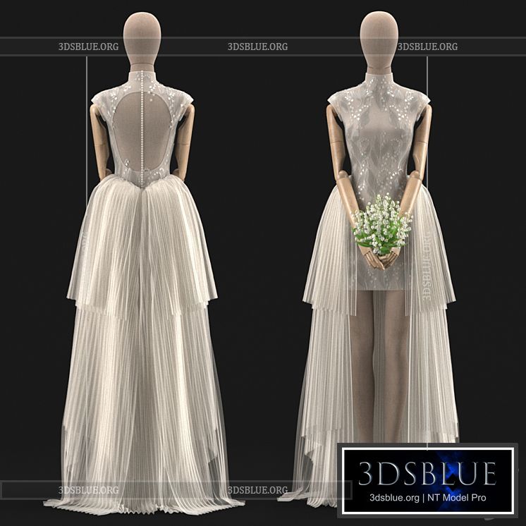 wedding dress 02 3DS Max - thumbnail 3