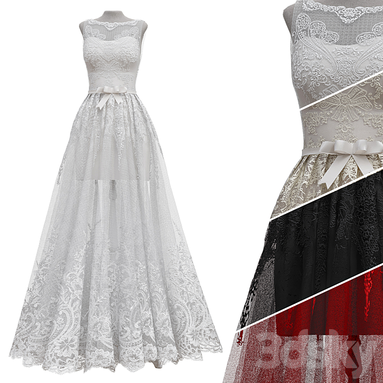 Wedding Dress 3DS Max Model - thumbnail 1