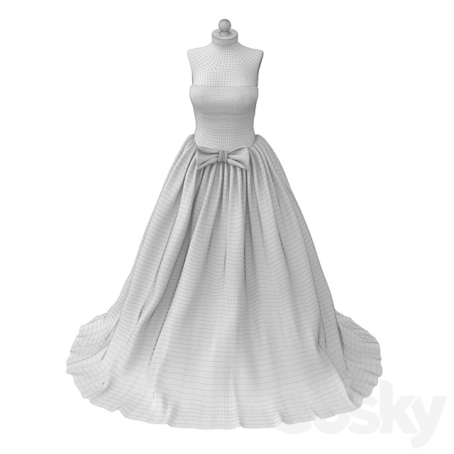 Wedding dress 3ds Max - thumbnail 3