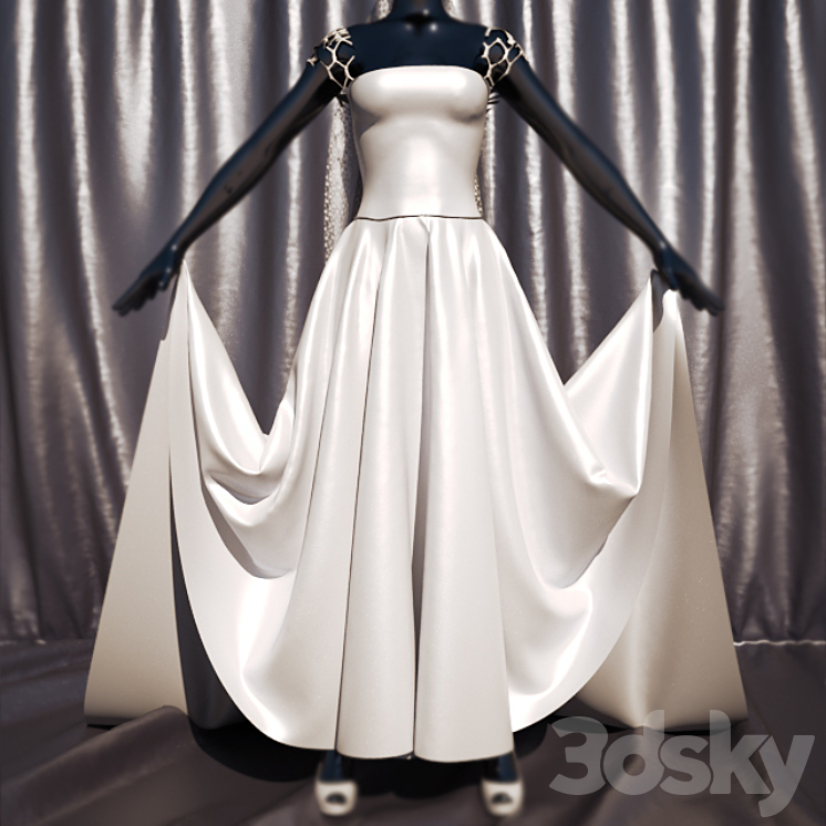 wedding dress 3DS Max - thumbnail 1