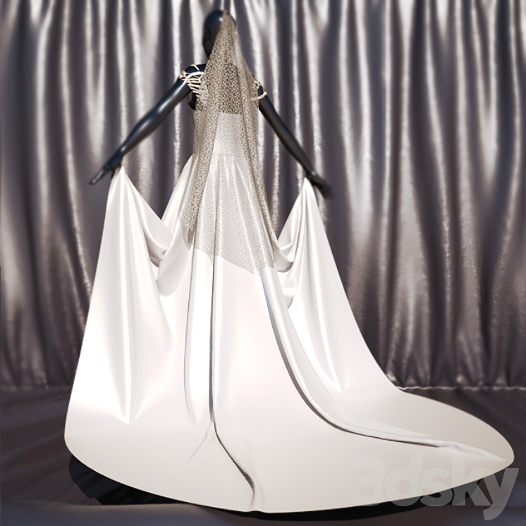 wedding dress 3DS Max - thumbnail 2