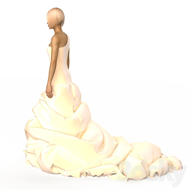 Wedding dress on a mannequin 3DSMax File - thumbnail 3