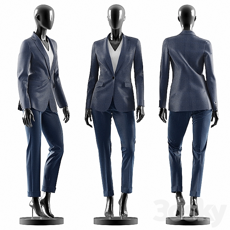 Woman Blue Suit 3DS Max - thumbnail 1