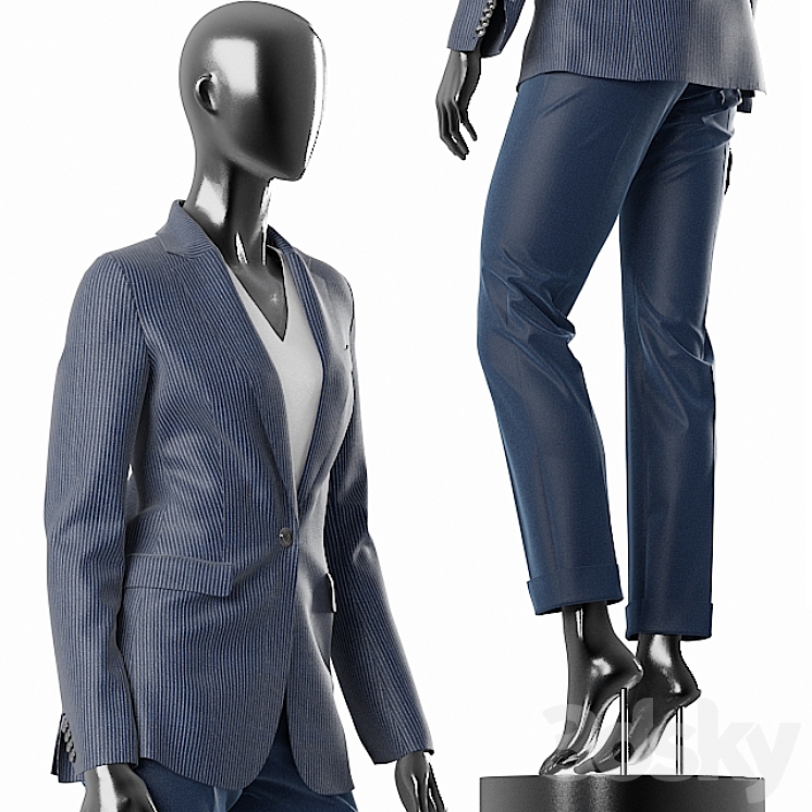 Woman Blue Suit 3DS Max - thumbnail 2