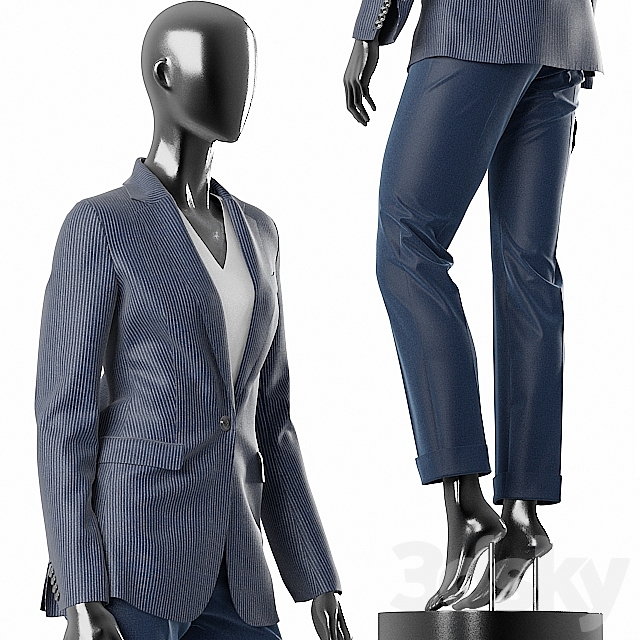 Woman Blue Suit 3DSMax File - thumbnail 2