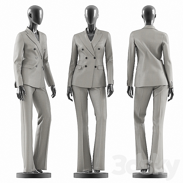 Woman Gray Suit 3ds Max - thumbnail 1