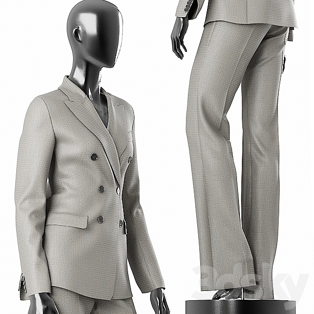 Woman Gray Suit 3ds Max - thumbnail 2