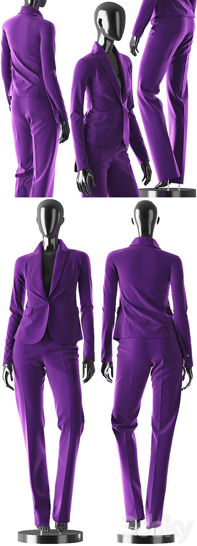 Woman Purple Suit 3DS Max Model - thumbnail 2