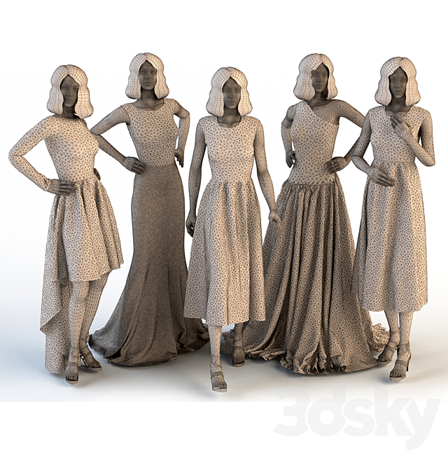 Women’s evening dresses on mannequins 3DSMax File - thumbnail 2