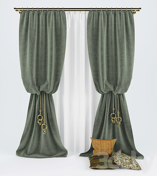 2 curtains with cushions 3DSMax File - thumbnail 1