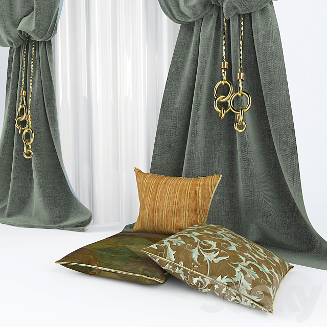 2 curtains with cushions 3DSMax File - thumbnail 2