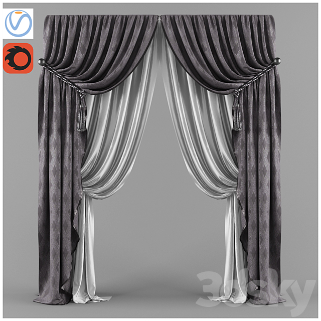 4 curtains lilac 3ds Max - thumbnail 1