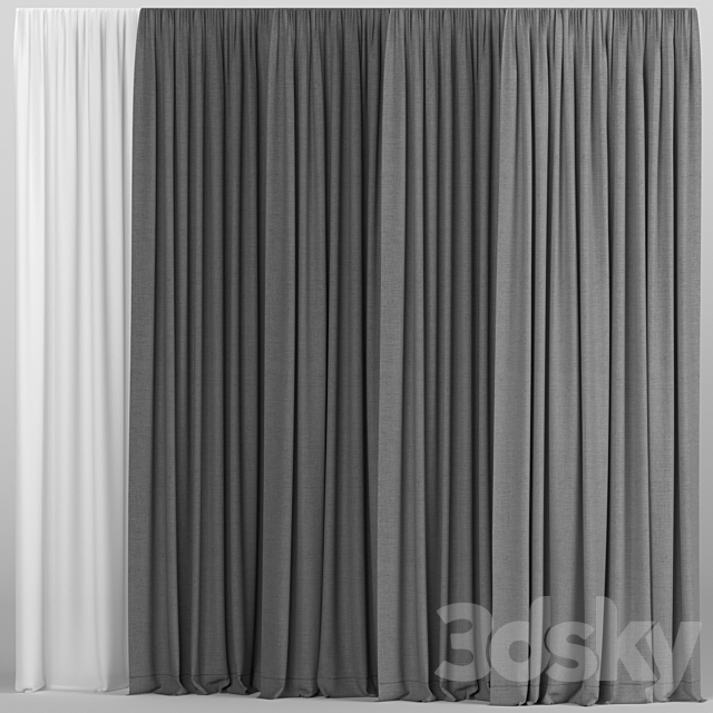 A collection of curtains with tulle. 3DSMax File - thumbnail 1