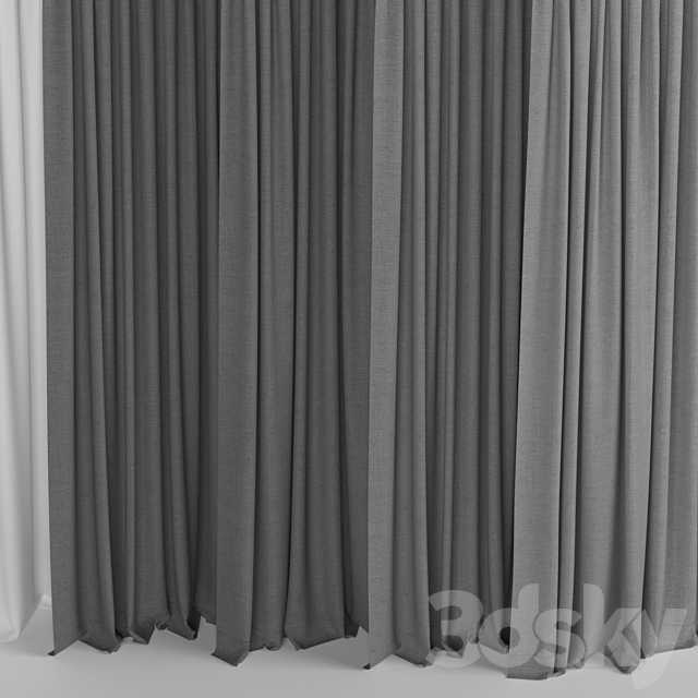 A collection of curtains with tulle. 3DSMax File - thumbnail 2