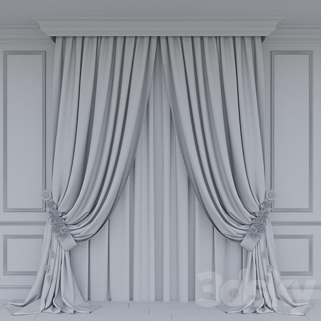 A curtain with flowers 3DS Max Model - thumbnail 3