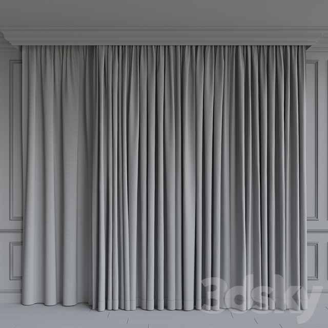 A set of curtains 10. Beige gamma 3DS Max Model - thumbnail 2