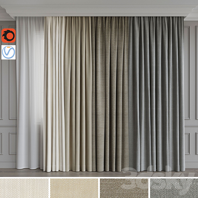 A set of curtains 4 3DSMax File - thumbnail 1