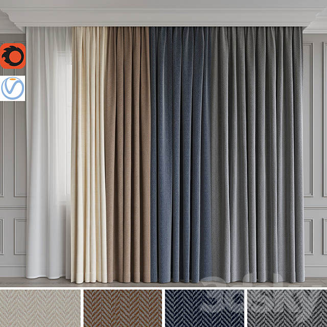 A set of curtains 5 3DSMax File - thumbnail 1