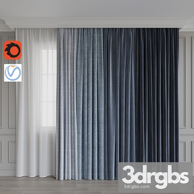 A Set Of Curtains 8 Blue Gamma 3dsmax Download - thumbnail 1