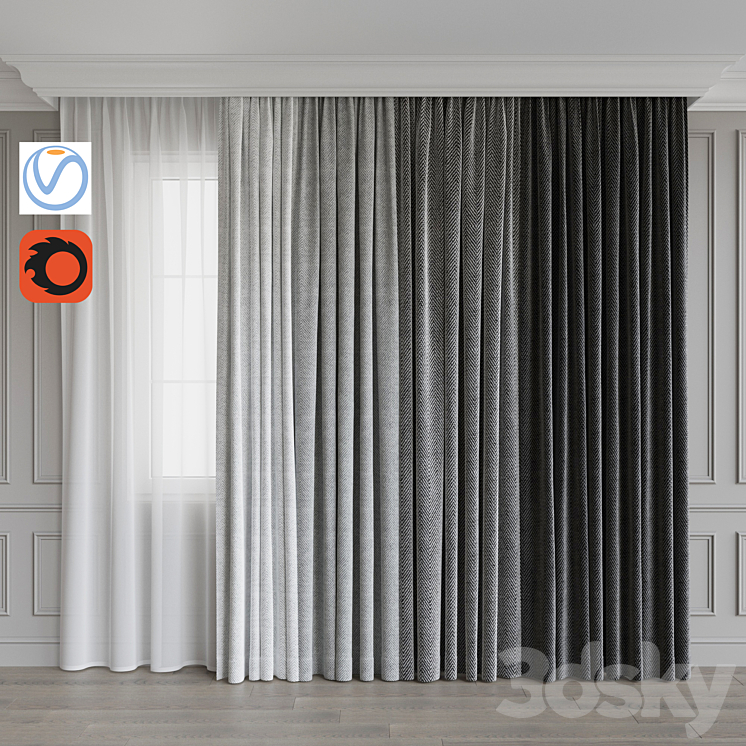 A set of curtains 9. Gray gamma 3DS Max - thumbnail 1