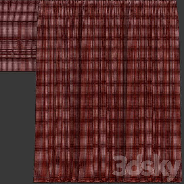 A set of curtains in different colors with a roman curtain. 3DSMax File - thumbnail 3