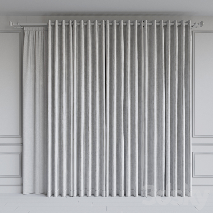 A set of curtains on the rings 15. Beige range 3DS Max - thumbnail 2