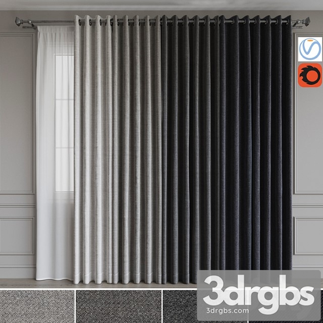 A Set Of Curtains On The Rings 19 Gray Gamma 3dsmax Download - thumbnail 1