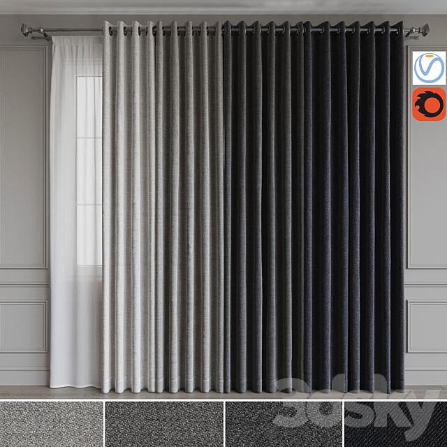 A set of curtains on the rings 19. Gray gamma 3DSMax File - thumbnail 1