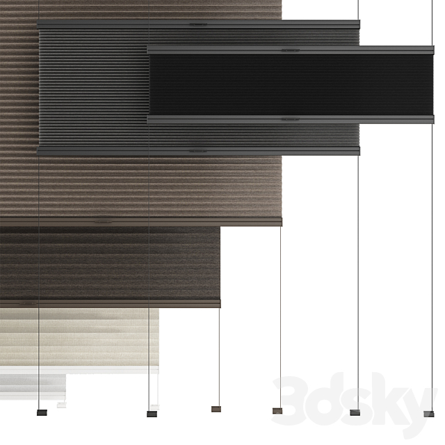 Animated pleated curtains 3DS Max Model - thumbnail 3